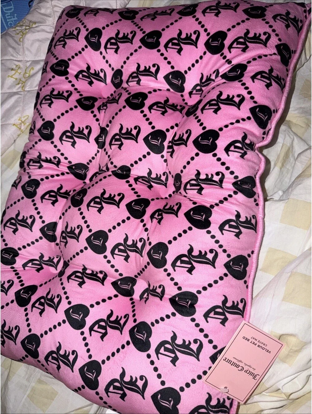 Juicy Couture Pink Velour Pet Bed Crate Mat